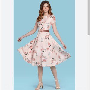 Light Pink Floral Dress with cat/kitten